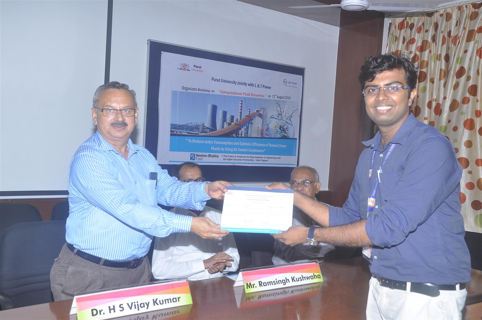 4. WORKSHOP ON COMPUTATIONAL FLUID DYNAMICS- Dr. H S Vijaykumar , Registrar giving certificate