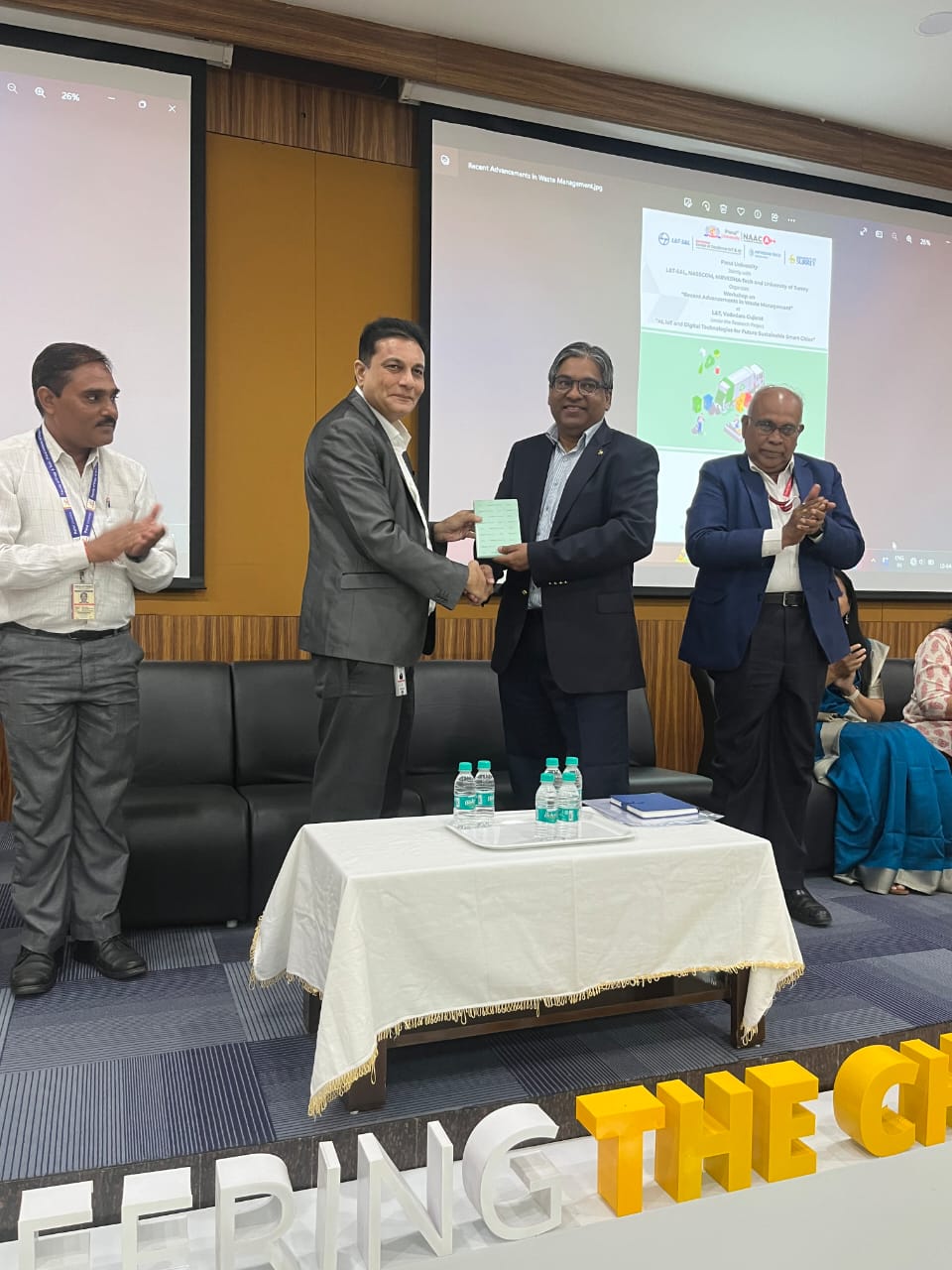 PROF.DR.RAVI BEING FALICITATED BY DR.AMIT GANATRA SIR PROVOST PU IN INAUGURAL FUNCTION ON 10TH APRIL 2023 AT L&T PTI